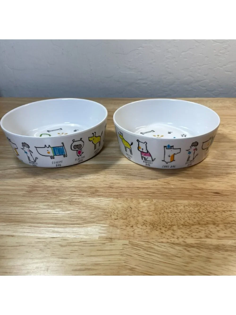 Vibrant Life Melamine Funny Dog Feeding Water Bowls Set of 2 Small Dogs